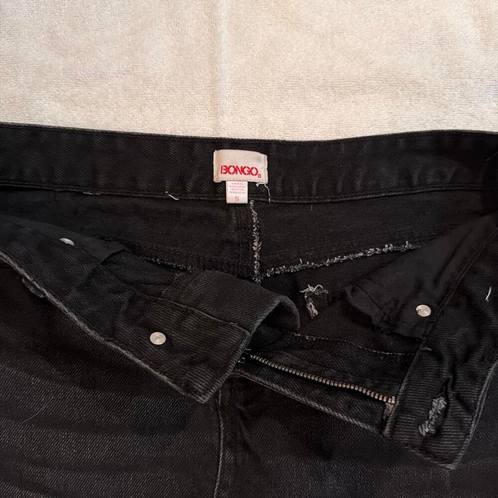 Black denim mini skirt with